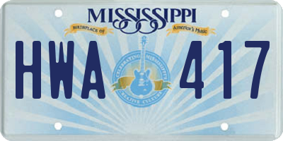 MS license plate HWA417
