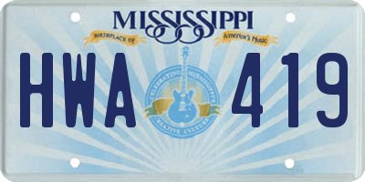 MS license plate HWA419