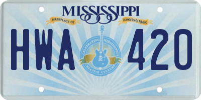 MS license plate HWA420