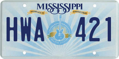 MS license plate HWA421