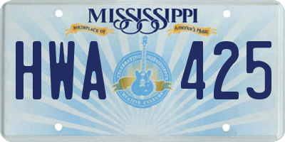 MS license plate HWA425