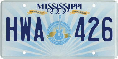 MS license plate HWA426