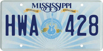 MS license plate HWA428
