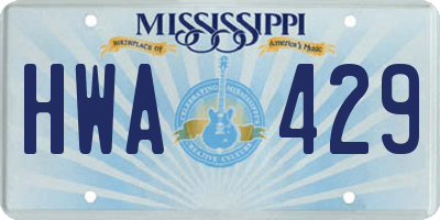 MS license plate HWA429