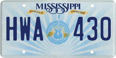 MS license plate HWA430