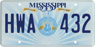 MS license plate HWA432