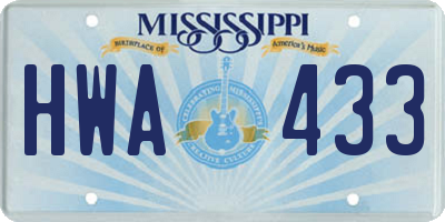 MS license plate HWA433