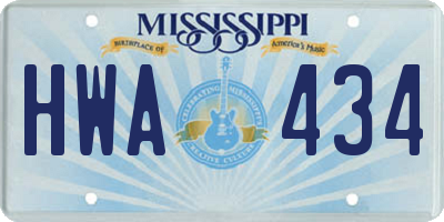 MS license plate HWA434
