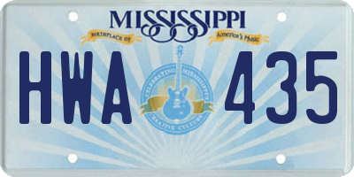 MS license plate HWA435