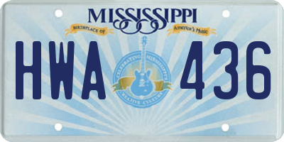 MS license plate HWA436