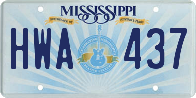 MS license plate HWA437