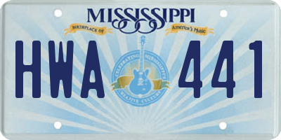 MS license plate HWA441