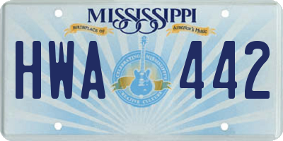 MS license plate HWA442
