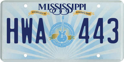 MS license plate HWA443
