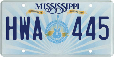 MS license plate HWA445