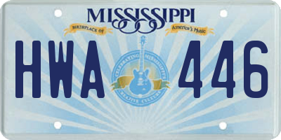 MS license plate HWA446