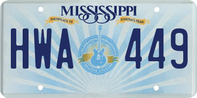 MS license plate HWA449