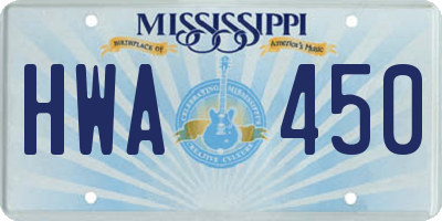 MS license plate HWA450