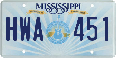 MS license plate HWA451