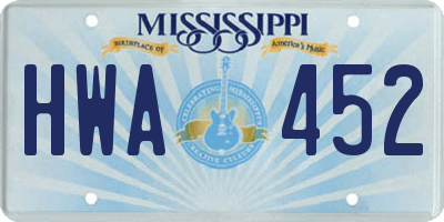 MS license plate HWA452