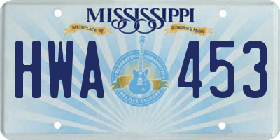 MS license plate HWA453