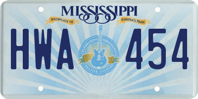 MS license plate HWA454