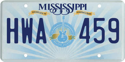 MS license plate HWA459