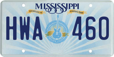 MS license plate HWA460