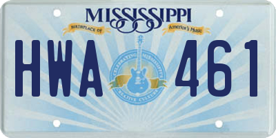 MS license plate HWA461