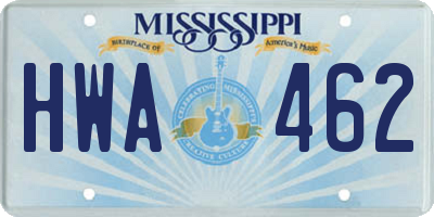 MS license plate HWA462