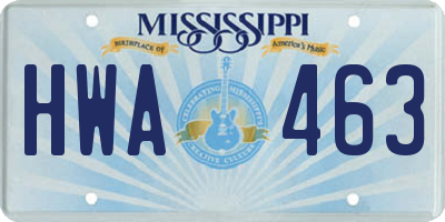 MS license plate HWA463