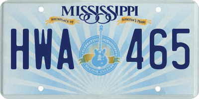 MS license plate HWA465