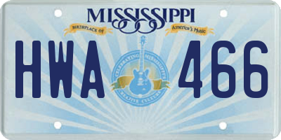 MS license plate HWA466