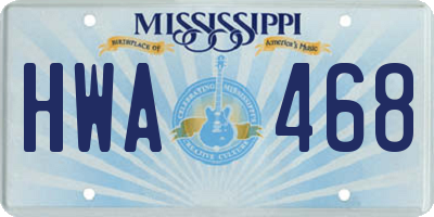 MS license plate HWA468