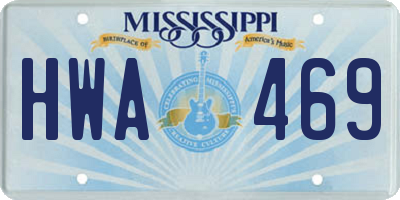 MS license plate HWA469