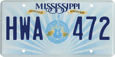 MS license plate HWA472