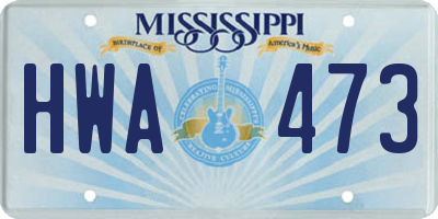 MS license plate HWA473