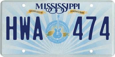 MS license plate HWA474