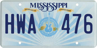 MS license plate HWA476