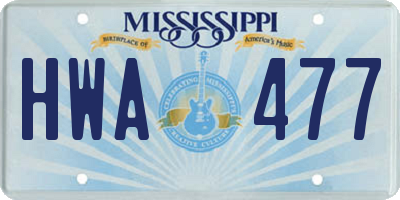 MS license plate HWA477