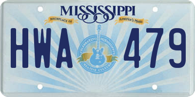 MS license plate HWA479