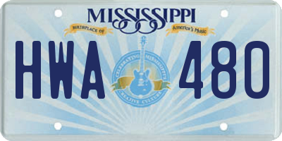 MS license plate HWA480