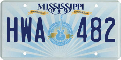 MS license plate HWA482