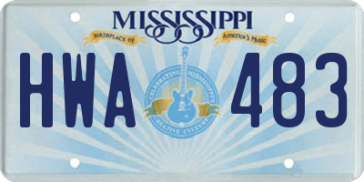 MS license plate HWA483