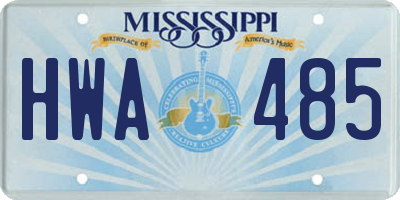 MS license plate HWA485