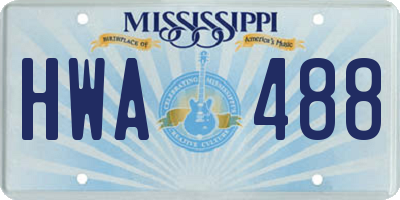 MS license plate HWA488