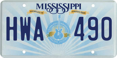 MS license plate HWA490