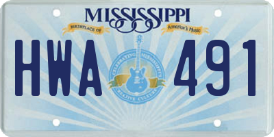 MS license plate HWA491