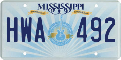 MS license plate HWA492