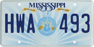 MS license plate HWA493